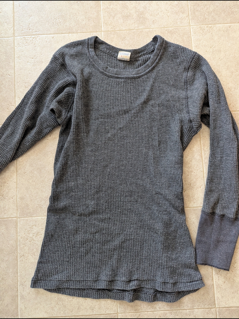 Men's Waffle-Knit Long Sleeve Long John Top - Charcoal Gray